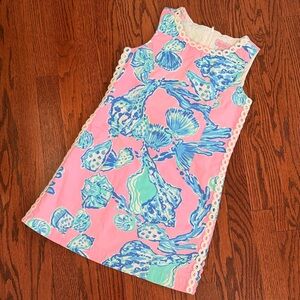 LILLY PULITZER Girls Seashell Shift Sleeveless Dress Blue & Aqua Print - Sz. 12